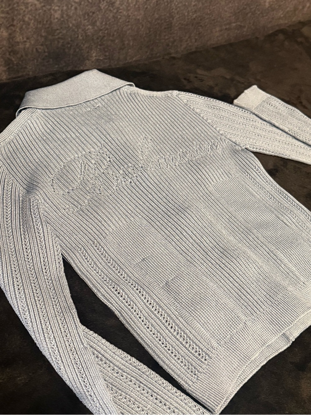 Balmain Rib Knit Cardigan Blue Gold Button Jacket - Picture 10 of 10
